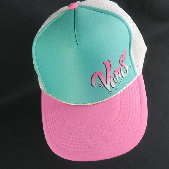 Vans Aqua Pink Airbrush Mesh Trucker Snapback Hat Off the Wall - Picture 3 of 10